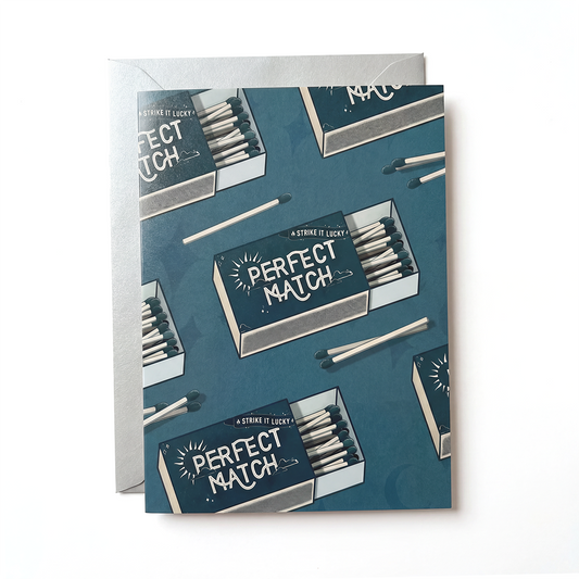 Perfect Match Hand-Drawn Valentines Wedding Anniversary Card