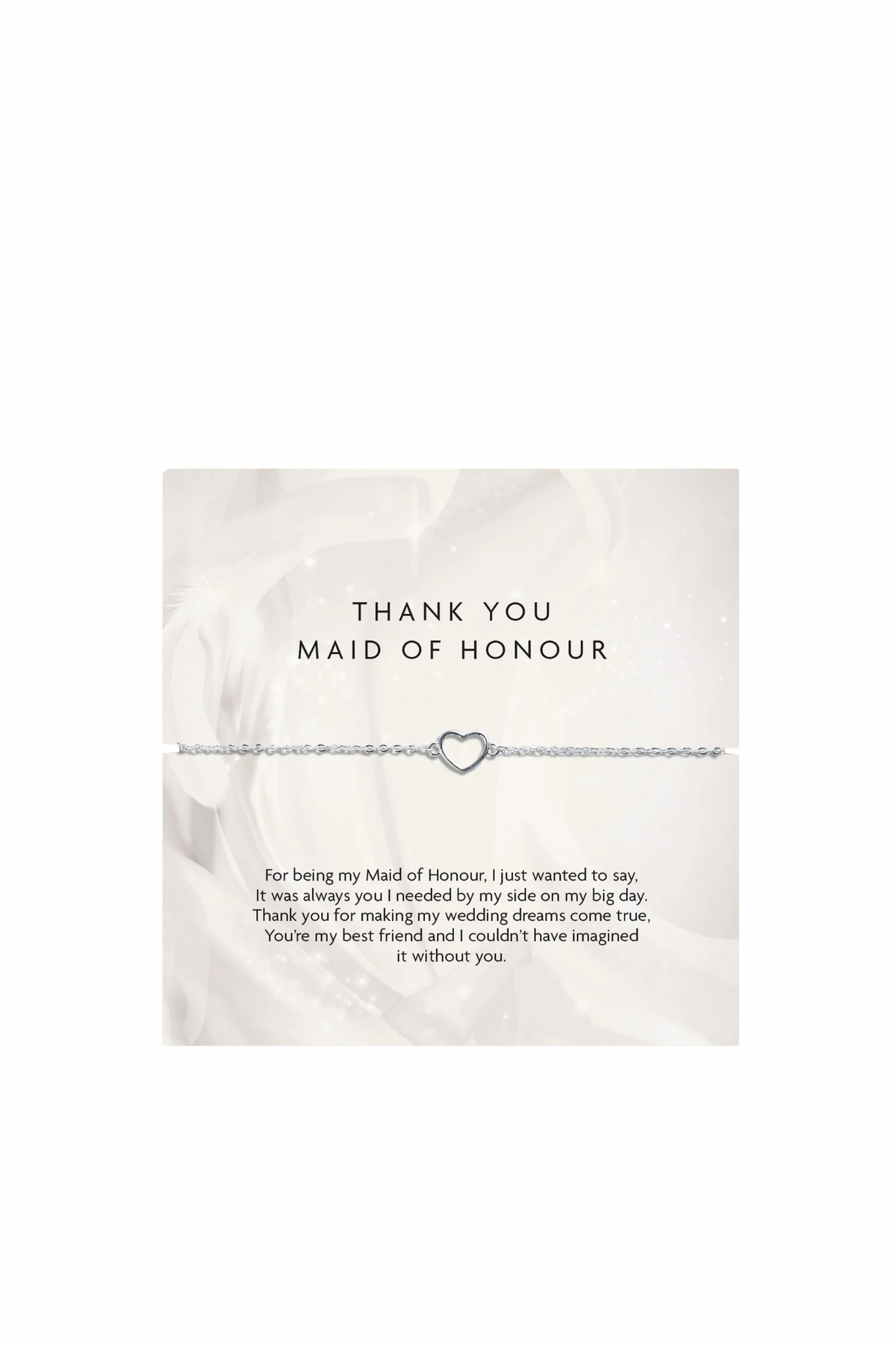 Maid of Honour Thank You Silver Bracelet